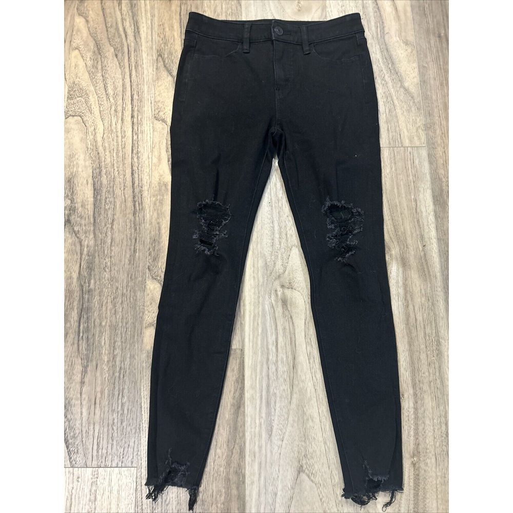 American Eagle Outfitters Black Distressed High Rise Jeans